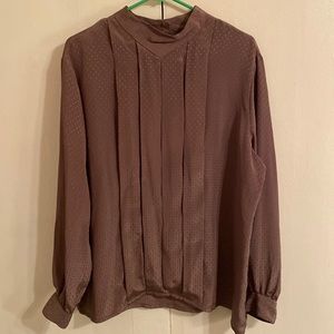 Vintage 80’s Pleated Front Blouse with Back Button Closure and Buttoned Sleeves